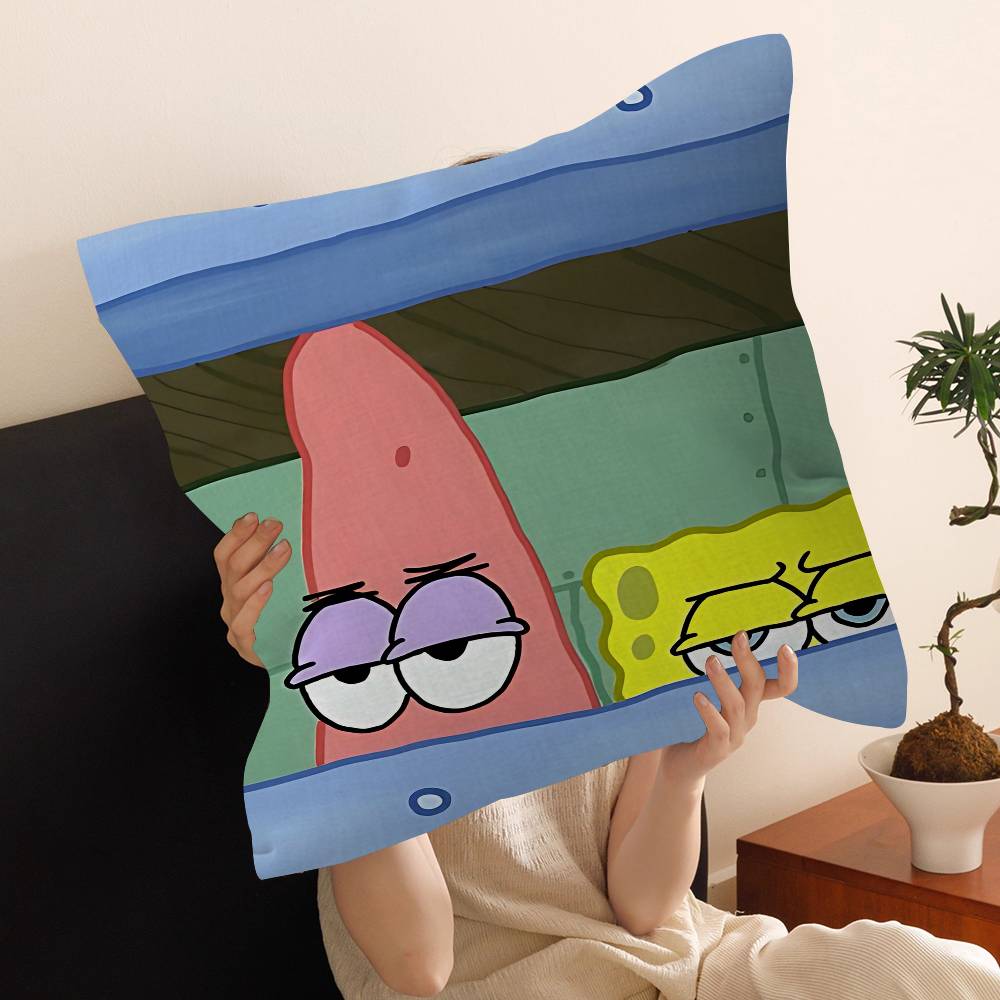 Cartoon S-Sponge-B-Bob Pillow Cushion Cover Pillowcase Living Room Sofa Home Decor