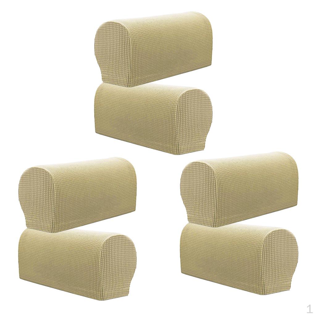 

Set Of 6 Flannel Furniture Sofa Armrest Covers Protectors - Beige
