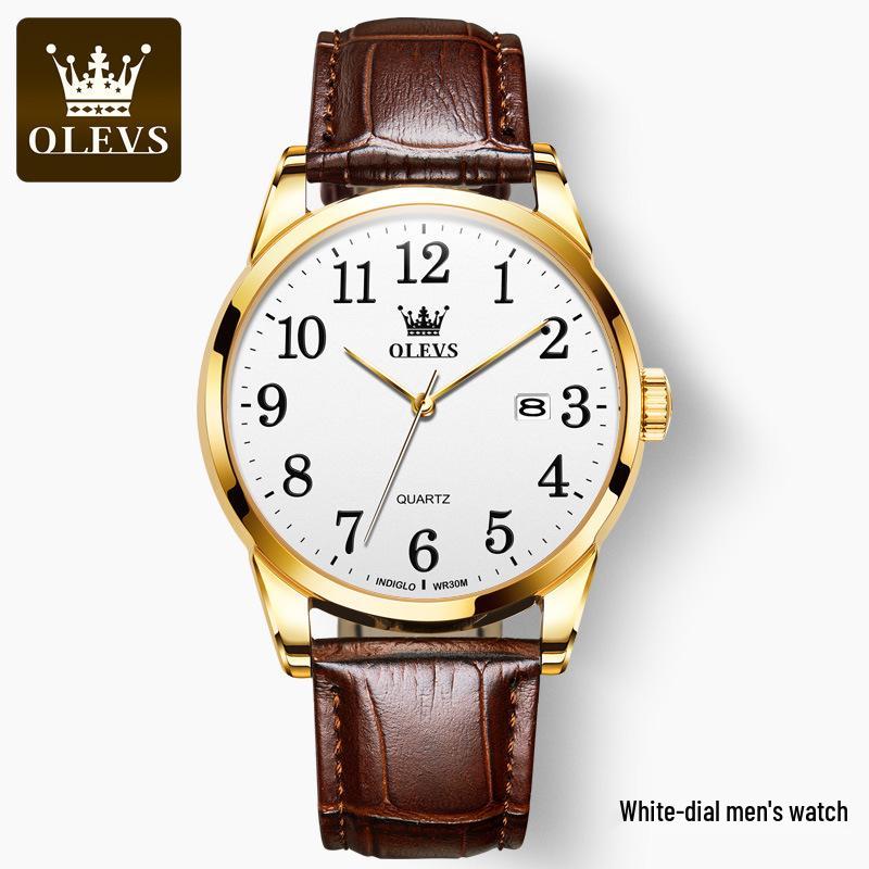 Минималистичные водонепроницаемые кварцевые часы Oulishi для мужчин - Кожаный ремешок, Удобные для пожилых людей, Модный трансграничный дизайн для пары