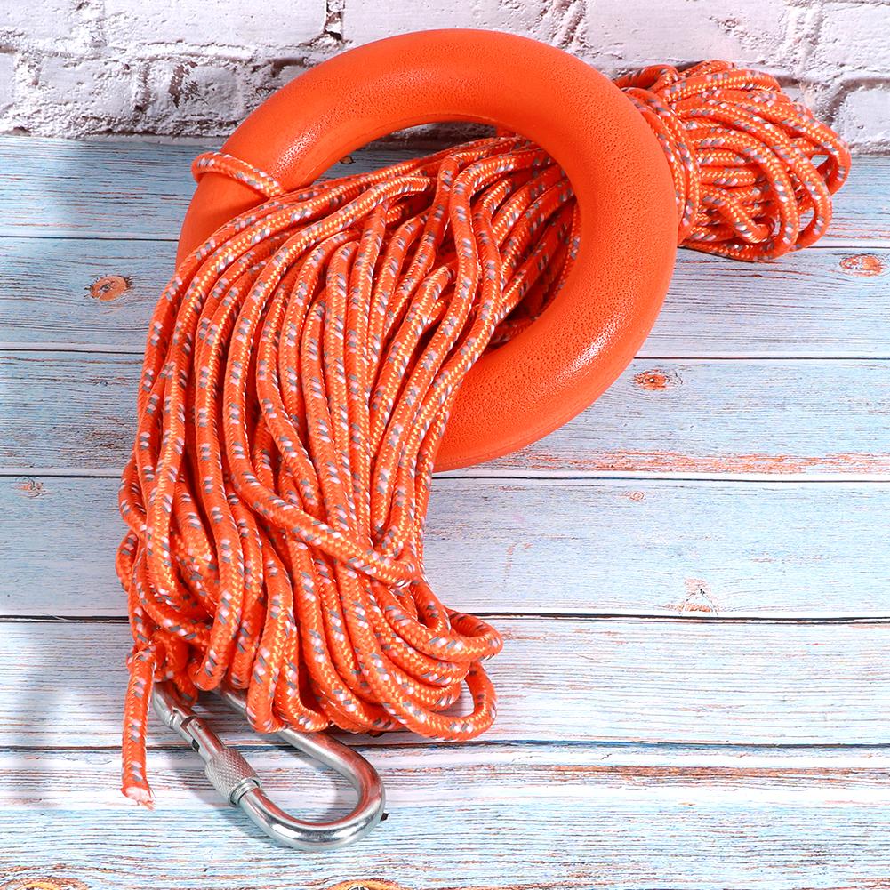 6MM Durchmesser 30M PVC Reflektierende Lebensrettende Seil mit Haken Pull Ringe Lebensrettende Ausrüstung