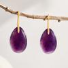 Women Natural Gem Water Drop Earrings European Popular Amethyst Lapis Lazuli Elegant Fashion Ear Accessory