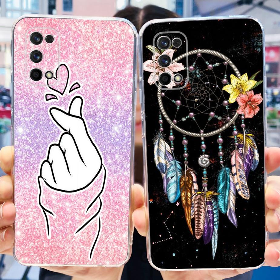 For Realme 7 Pro Case RMX2170 Cute Cat Flowers Painted Cover Clear Silicone Soft TPU Phone Case For Realme 7 Pro Realme7 5G Bags