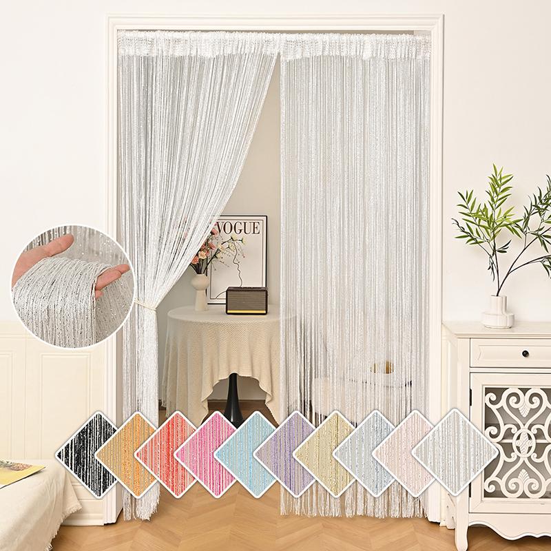 Glitter Curtains Tassel Curtains Hanging Door Curtain Encryption Partition Decoration Curtain for Door Living Room Bedroom