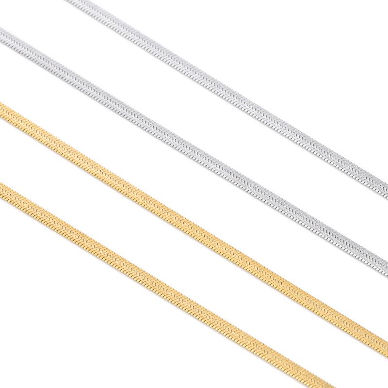 Factory Direct Stainless Steel Sporty Electroplated Jewelry Necklace Blade Chain Flat Snake Bone DIY Clavicle Bare Chains