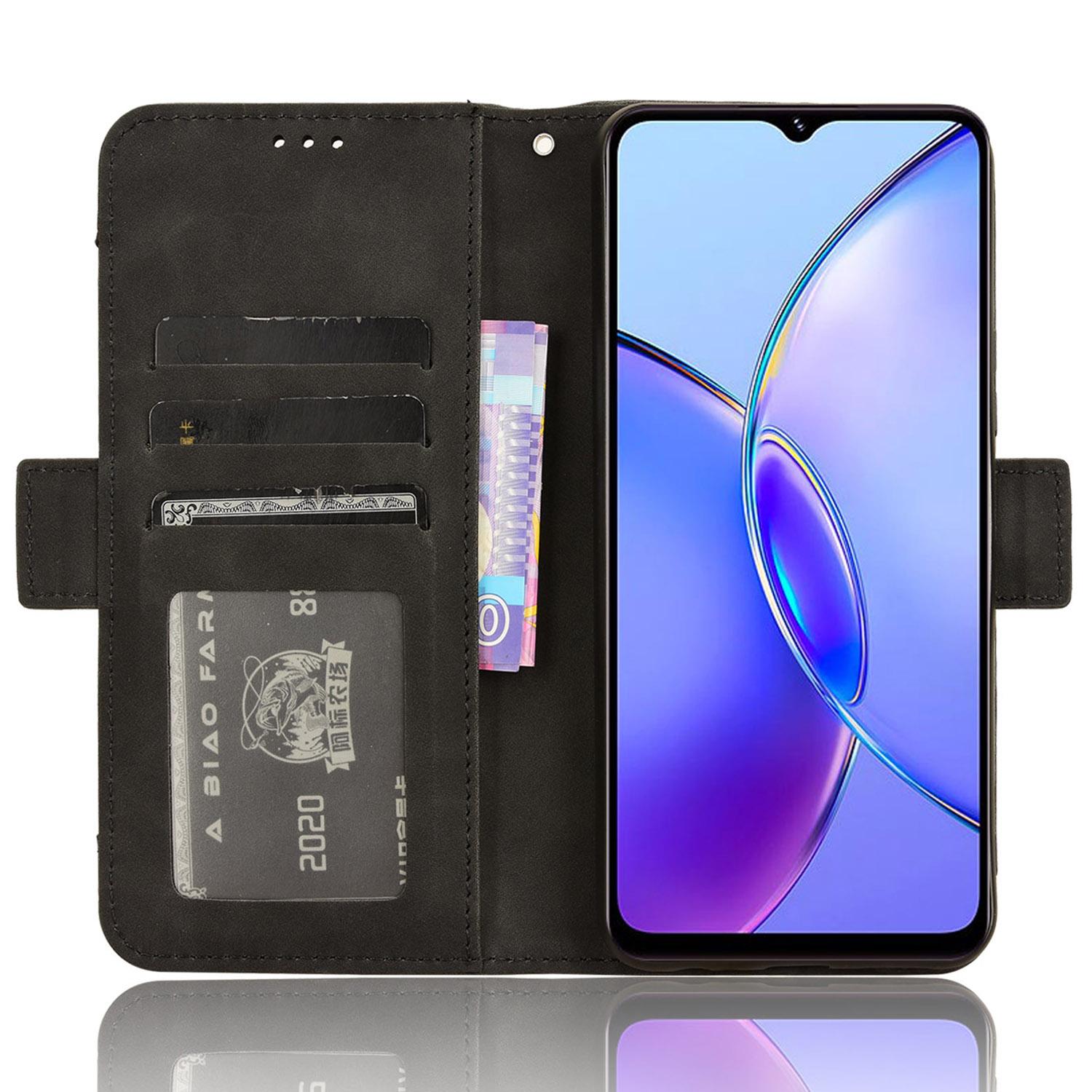 

For vivo Y17s 4G/Y28 5G/Y33t (2023) V2317A Case Wallet PU Leather Multiple Card Slots Phone Cover Black