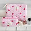 Quilted Strawberry Portable Make Up Bags Travel Cosmetic Bags Skincare Brush Organizer Pouches for Women and Girls