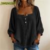 Women's Fashion Casual Solid Color Print Square Collar Blouses & Shirts