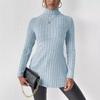 Winter Women's High Neck Slim Waist Under Split Long Sleeve Sweater