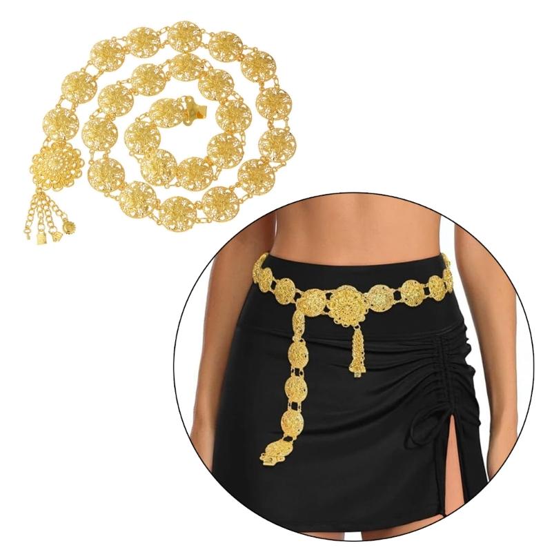 Adjustable Flower Dance Beach Waist Decoration Women's Hollow Flower Chain Belt for Belly Dance and Summer Jewelry