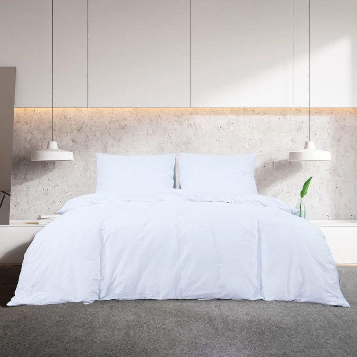Housse de couette - Blanc - Microfibre - 260x240 cm - Standard 100 OEKO-TEX - 2 taies d'oreiller