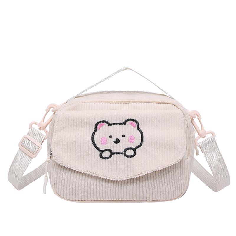 Corduroy Messenger Bag Female College Style Girl Sweet Small Square Baosen Series Retro Versatile Shoulder Messenger Bag