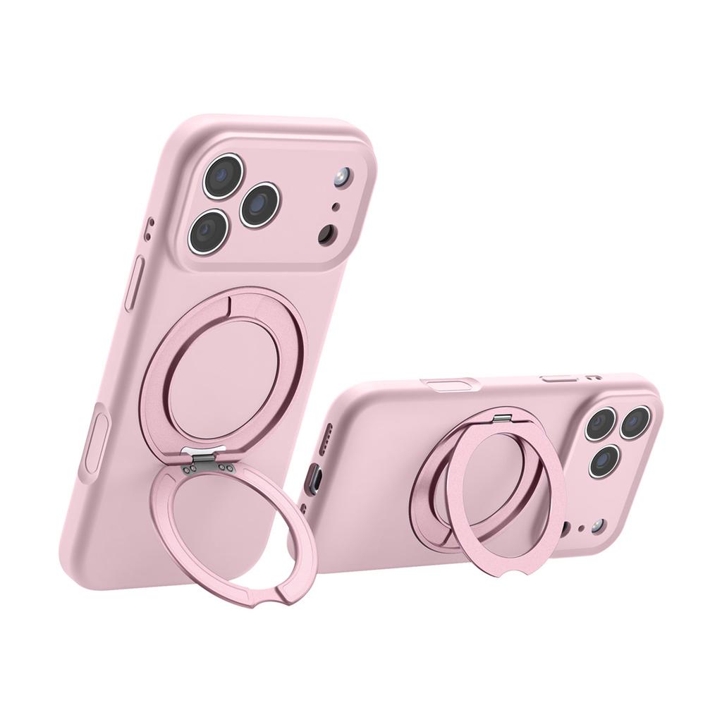 Liquid Silicone for Magsafe Magnetic Wireless Charging Phone Case for IPhone 17 16 Pro Max Rotate Ring Holder Protective Cover