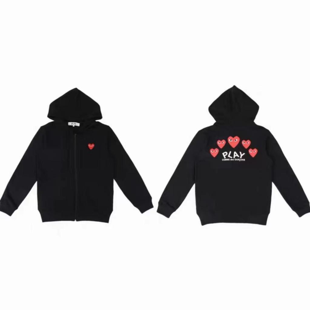 Chuan Jiu 2024 A/W Couple's Heart Hoodie Pullover with Stand Collar & Zipper