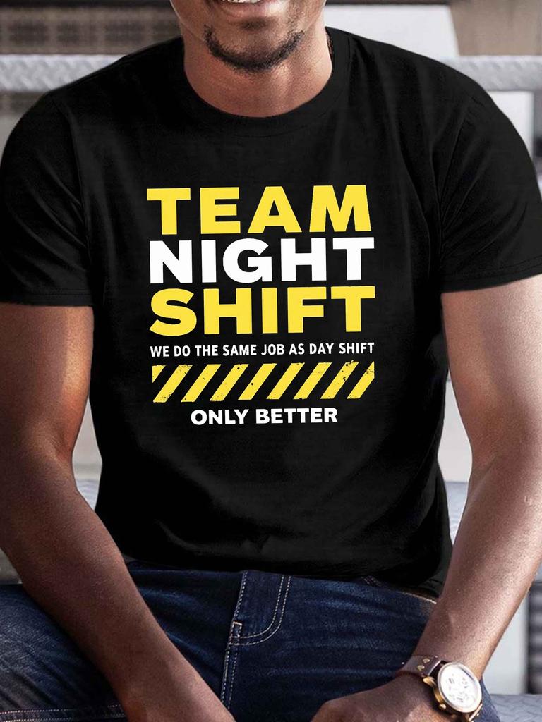 European Size Plus Size Men'S Graphic T-Shirt - Casual Crew Neck, Short Sleeve, Summer Tee with Yellow & White Design,Casual Wear|Bold Lettering Shirt