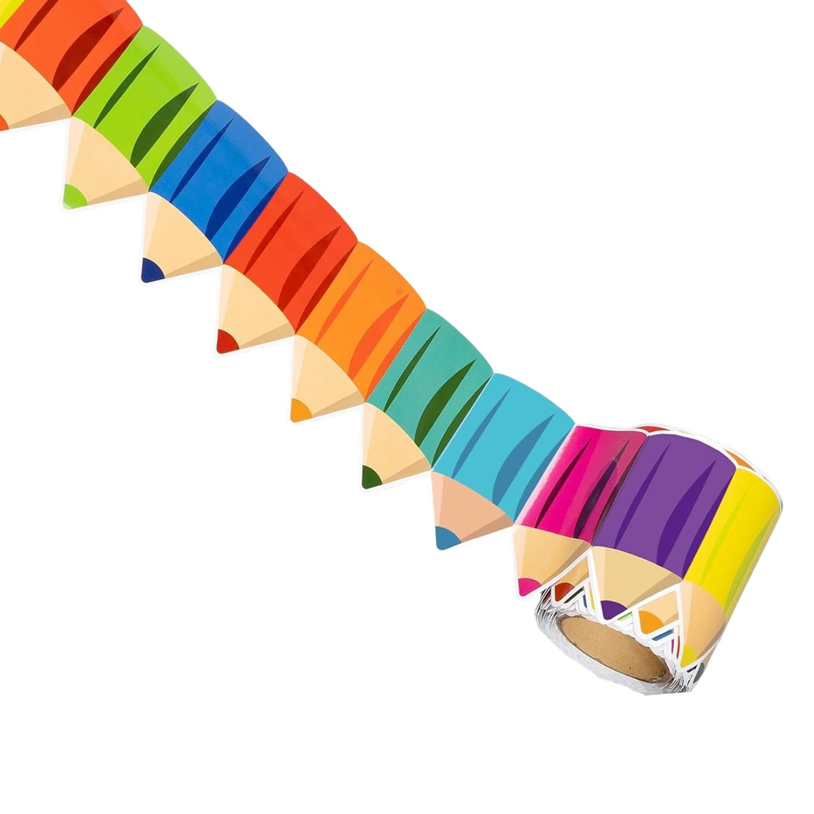 

25,9 футов Наклейка на стену с бордюром с узором карандашей для украшения доски для мела, доски объявлений, бордюрная наклейка для доски объявлений 4