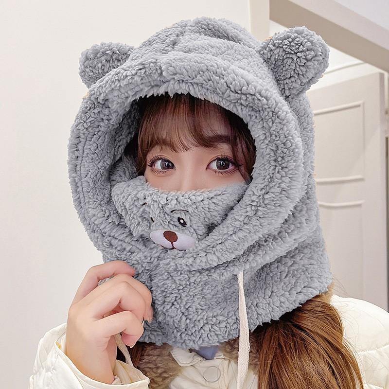 

Мужские и женские зимние шапки, шарфы, интегрированные холодостойкие и теплые шарфы, шапки ручной работы, уличные ветрозащитные и бархатные пуловеры. L（58-60cm）