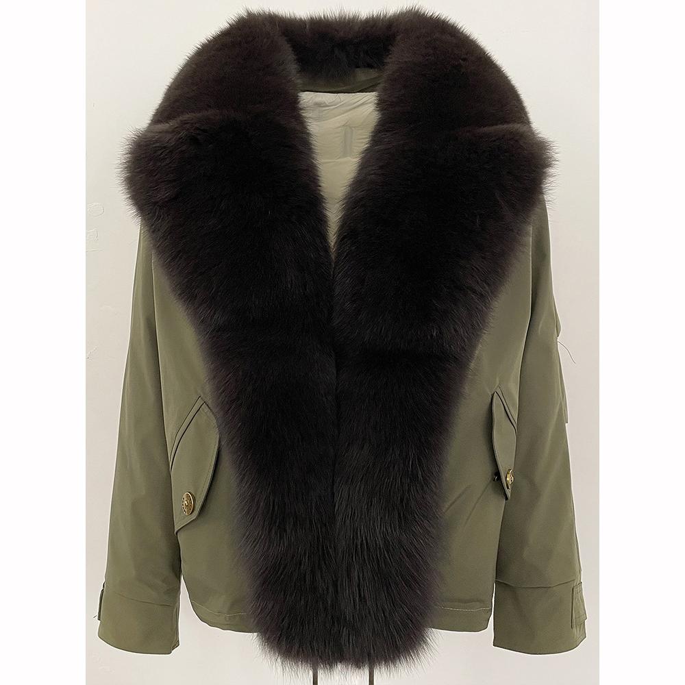 Fur Parka Jacket Fashion Short White Down Coat Winter Clothes Women Real Fur Puffer Jacket
