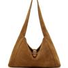 Korean Style Handheld Bucket Bag for Women, New Vintage Style Suede Leather Underarm Tote Bag