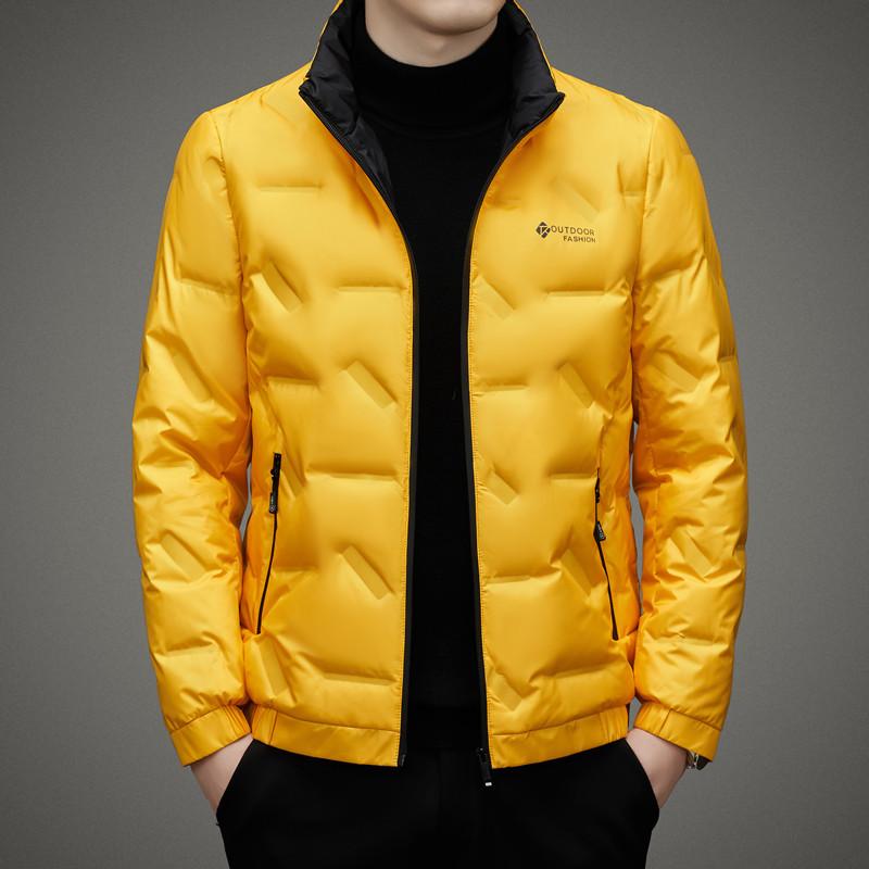 Light and Thin Down Jacket for Middle-aged Men, Casual Short Duck Down Winter New Style Men's Warm Stand-up Collar Fashionable Down Jacket