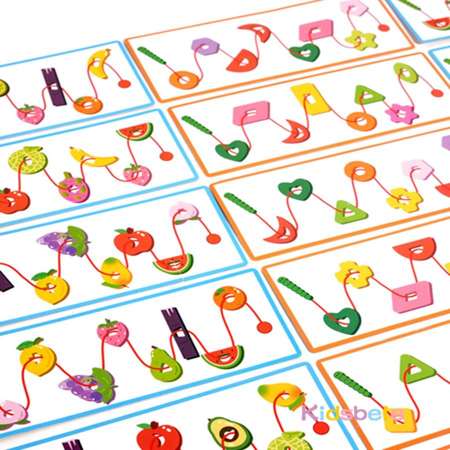 Wooden Worm Eats Fruit Threading Lacing Toy Color Shape Cognitive Sensory Toy Gift Toddler Fine Motor Training Montessori Toy