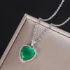 Jewelry Colored Treasure Collarbone Chain Simulation Emerald Heart Shape 12 * 12 Retro Pendant Necklace
