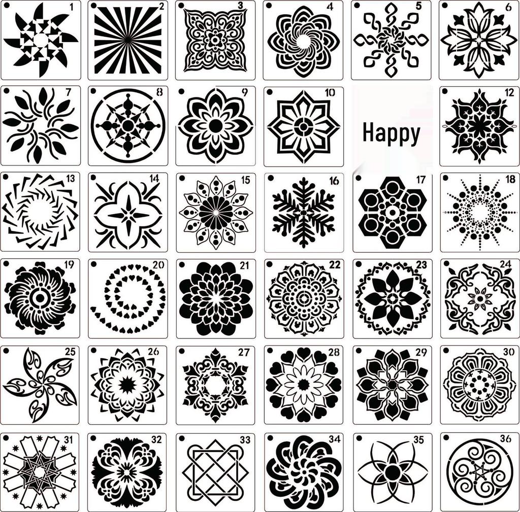 Cross-Border Mandala Stone Painting Spray Stencil - DIY Decorative Template (36 Models)