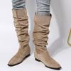2022 Women's European & American Over-the-Knee Chunky Heel Velvet Boots with Pleated Stacked Sleeves