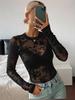 2025 Top met opstaande kraag en mesh basislaag - Slim fit dames T-shirt (Europese en Amerikaanse pasvorm)