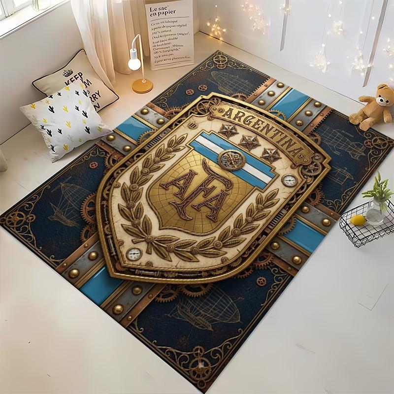 Argentina AFA emblem with steampunk design. Non-slip rug suitable for living room and bedroom sofas.