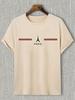 Summer 100% cotton men's loose size comfortable Paris letter print slim casual sports round neck short sleeve T-shirt top