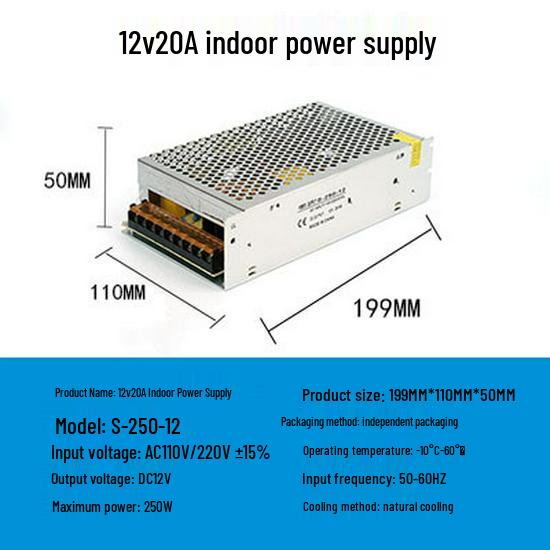 220V To 12V/24V/5V DC Power Supply for LED Strip Lights - 5A/10A/30A, 60W Transformer