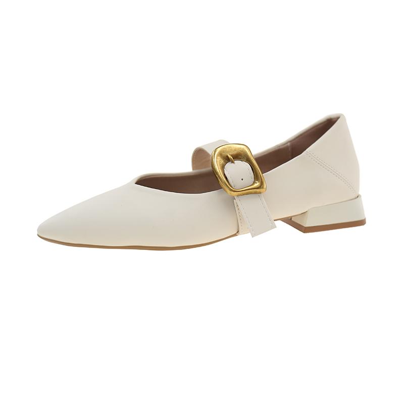 Mary Jane Einzelschuhe Dicker Absatz Schuhe Elegant Klassisch Retro Quadratische Zehenpartie Bequem Weich Flacher Schnitt Niedrige Absätze Damenschuhe