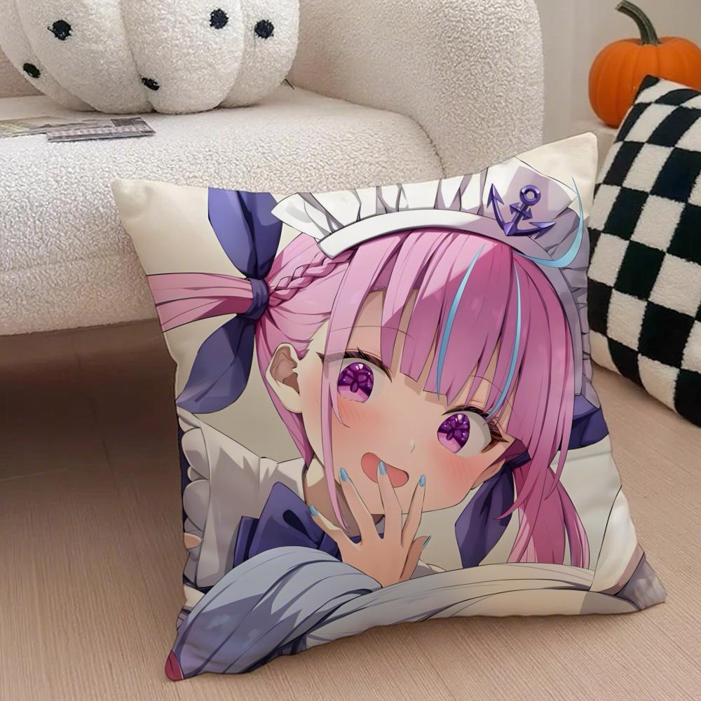 HHololive MMinato Aqua Cushion Cover Throw Pillow Cover Hidden Button Durable Polyester Chair Cushion