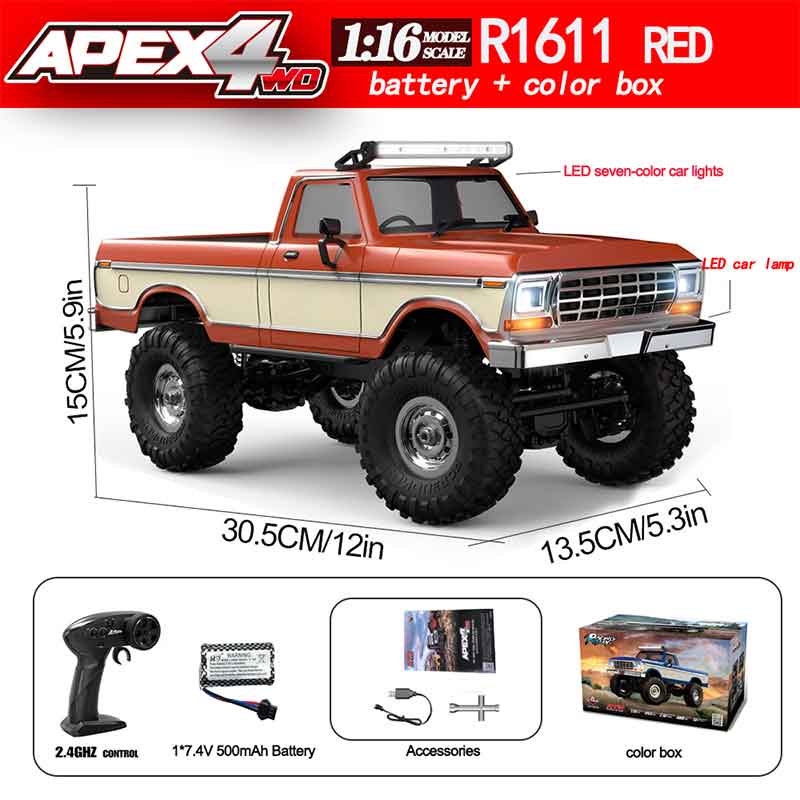 1:16 4WD Rc Car Full Scale 2.4G Off-Road Remote Control Cars With LED Monster Trucks Race Cars Model Toys For Kids Adult Gifts