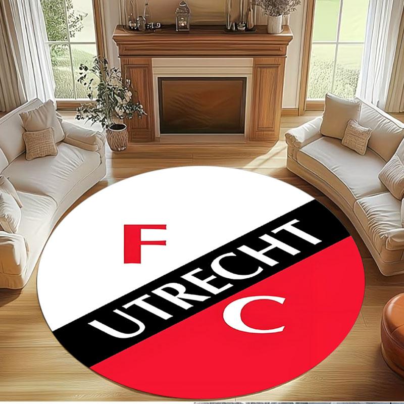 FC Utrecht Print Round Rug, Washable Floor Carpet, For Entryway Dorm Laundry Room Office Study, Home Decor Birthday Christmas Gift