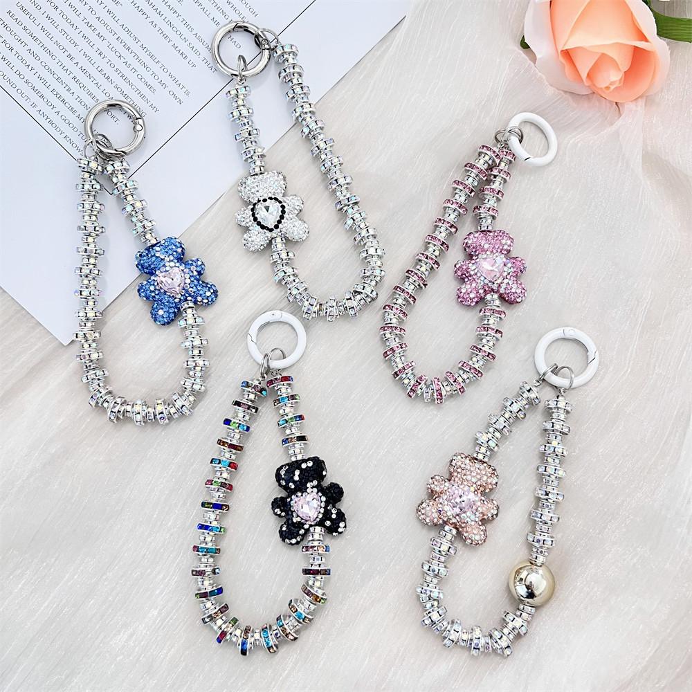 

Love Bear Mobile Phone Lanyard Short Handheld Phone Chain Female Wrist Hanging Chain Flash Female светло-серый