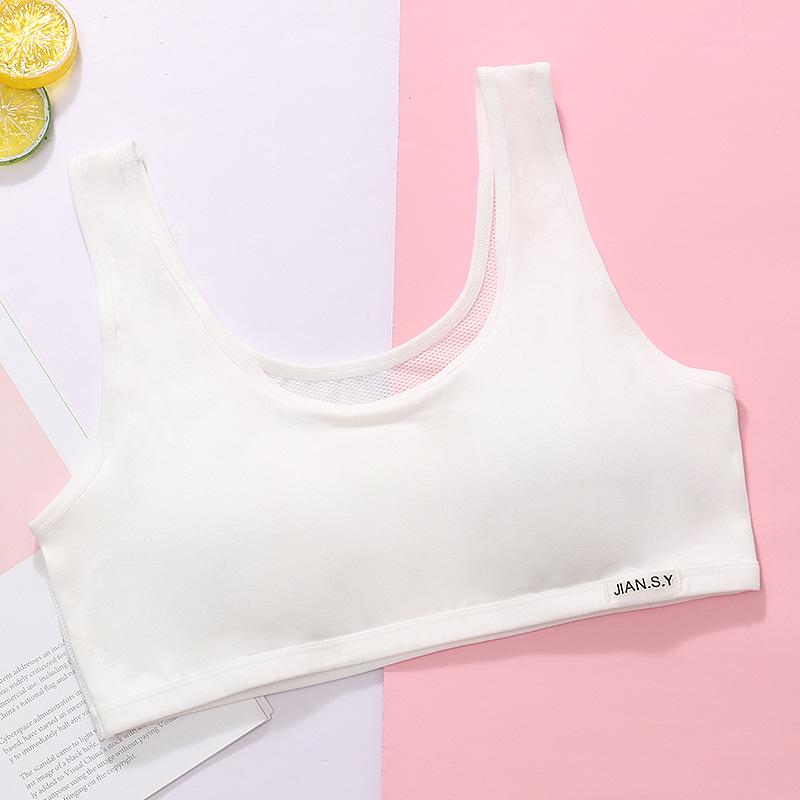 

Бюстгальтер-бралетт из дышащей хлопковой сетки для девочек младшего школьного возраста — без стального кольца, легкий дизайн L (60-90 jin) белый