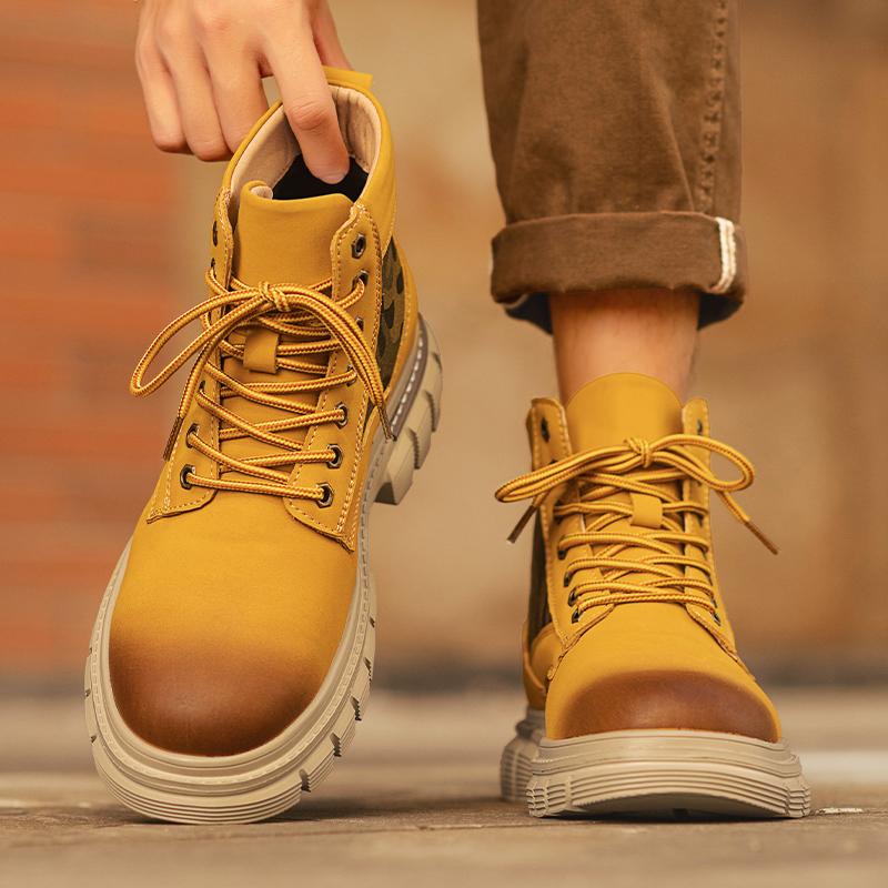 Retro pánské kotníkové boty Vodotěsné ležérní kožené boty Boty s vysokým svrškem pro muže Protiskluzové pracovní boty