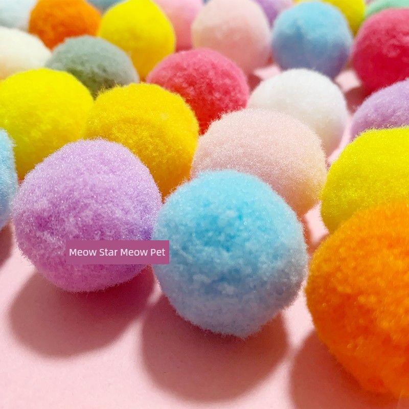 

Pompons Toy Cat Color Micro Elastic Mute Cat Teasing Ball Interactive Self-Hi Pet Supplies Cat Toys 2.5cm - 40 Pack(Random color)