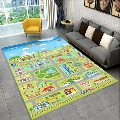 Child Playmat Highway City Traffic Playroom Area Rug Large Carpet Rug for Living Room Bedroom Decor Kids Play Non-slip Floor Mat