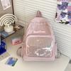 Solid Color Pockets Itabag Large Capacity Korean Style School Bag Jk Transparent Backpack  Kids