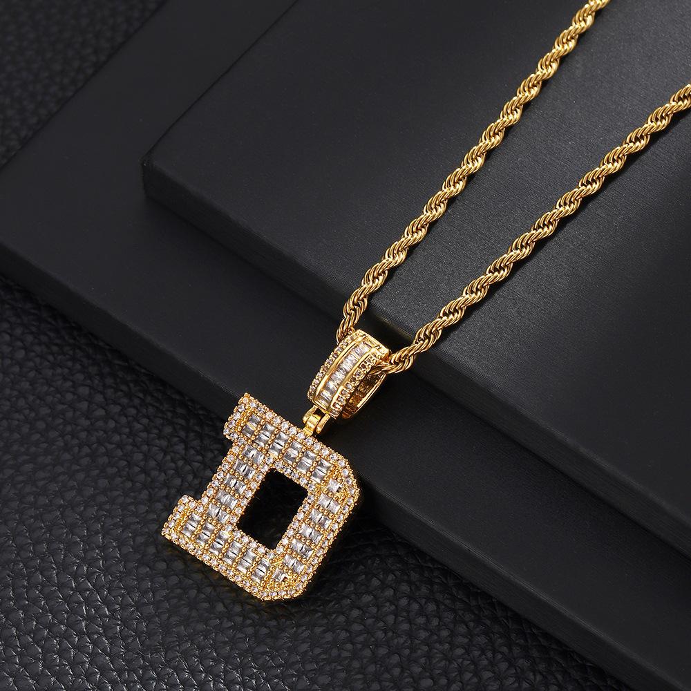26 English Letters Pendant Necklace Copper Inlaid Zircon Versatile Jewelry Necklace