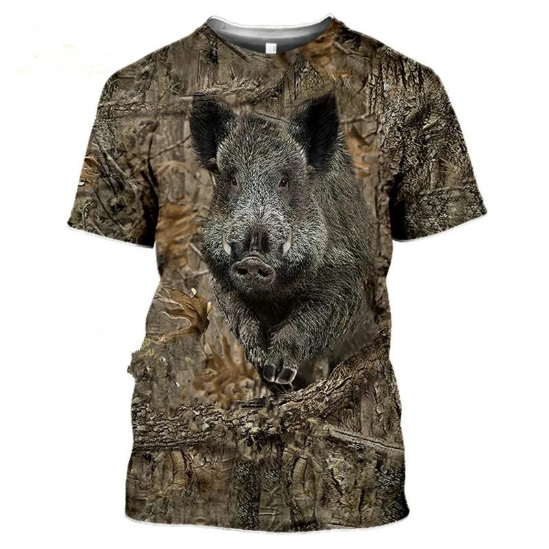 

Fashion Camouflage Hunting Animals Wild Boar 3D T-shirt Summer Casual Street Men Women Pullover Short Sleeve Plus Size Tops 4XL