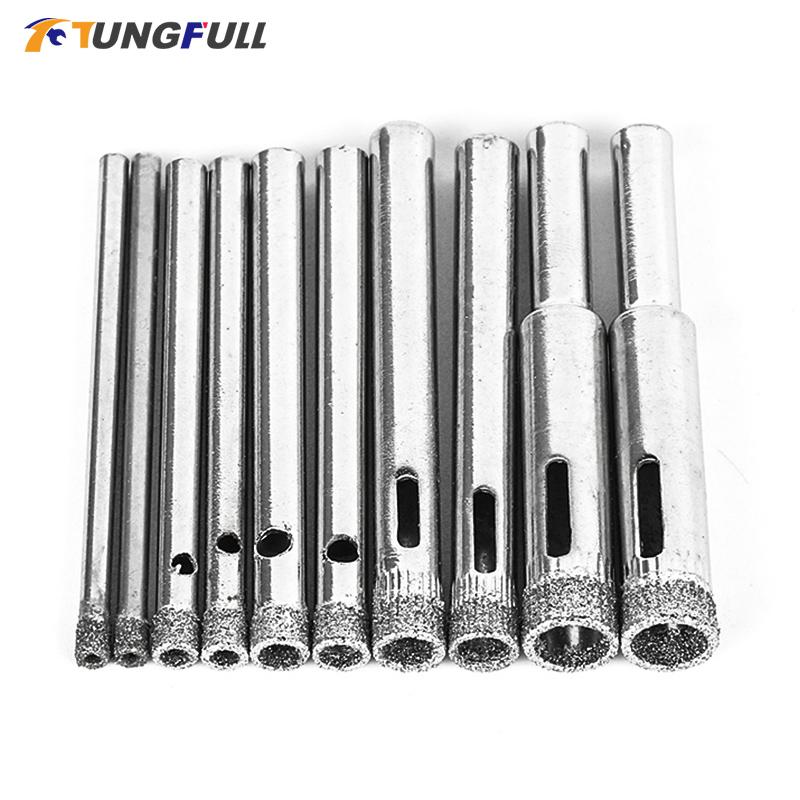 Diamond Coated Core Hole Saw Drill Bit Set 10Pcs For Tile Glass 3/4/5/6/8mm For Tile Ceramic Glass Dremel Accessories