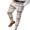 Męskie spodnie Plaid Mid Waist Slim Fit Odporne na zużycie spodnie wiosenne do pracy