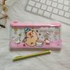 3PCS Cartoon PVC Mesh File Bag Capybara Large Capacity Zipper Pen Bag Waterproof Transparent Grid Storage Bag