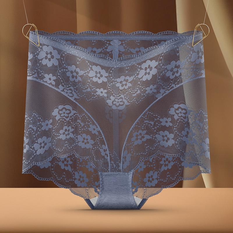 High waist lace boxer panties women's sexy hollow mesh hip lift comfortable cotton crotch shorts