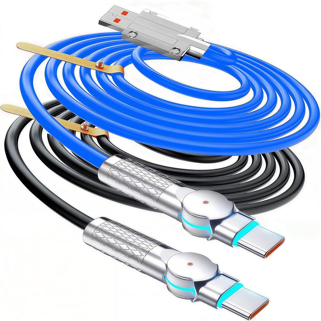 High-Power 3-in-1 Rotating 120W Fast Charging Cable for Apple, Huawei, Android