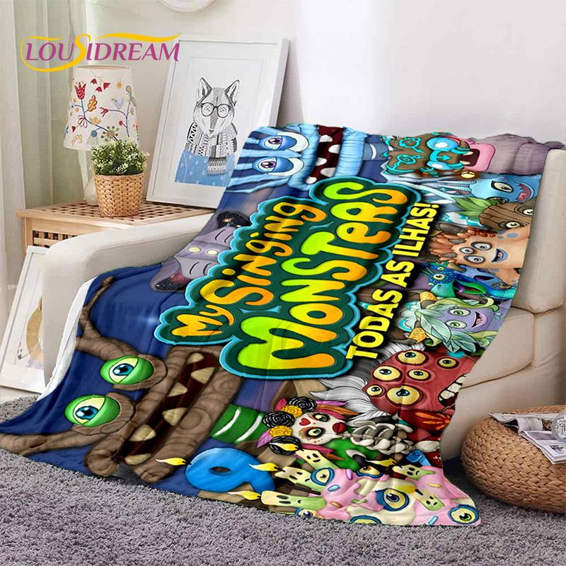 Game My Singing Monsters Cartoon Soft Blankets,Keep Warm Throw Blanket Comfortable Blanket for Picnic Beds Sofa Home Bedroom Kid