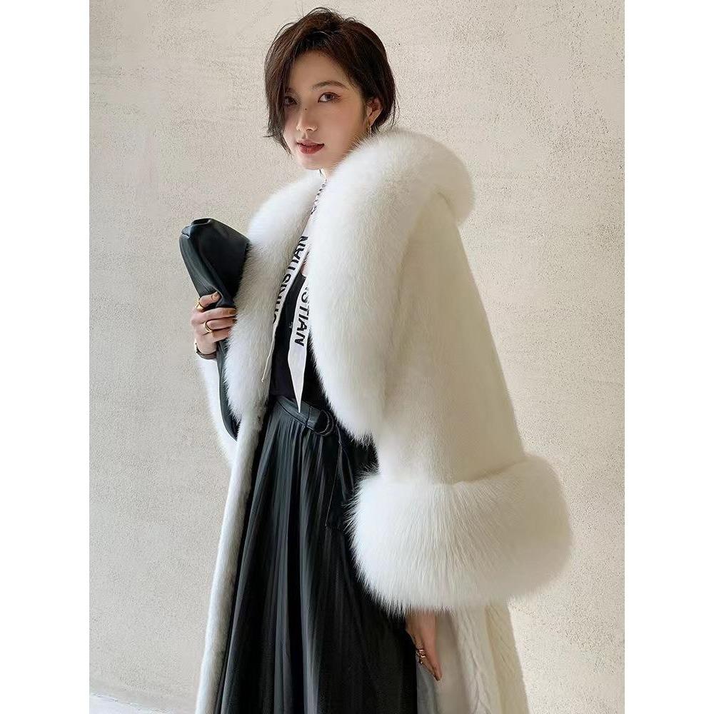 Women's Mink Coat Mid-length Autumn and Winter Mink Velvet Imitation Fur Fox Fur Collar Women's Slim New Large Size Thickened Coat